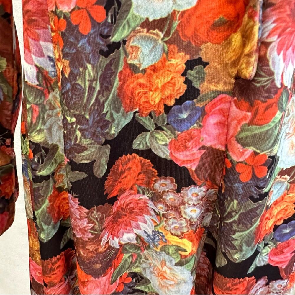 Vintage 70s Garden Colorful Floral Button Down Midi Shirt Dress Size 14 - Picture 14 of 16